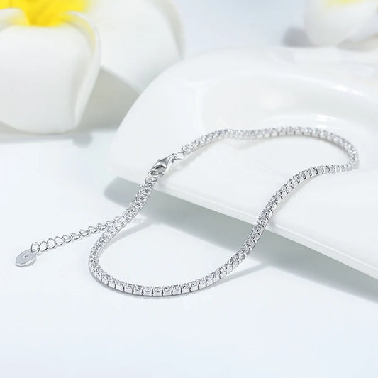 2mm Crystal Tennis Anklet