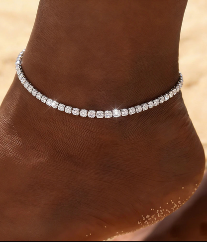 2mm Crystal Tennis Anklet